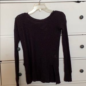 Brown knit sweater w/cross back design & side slit